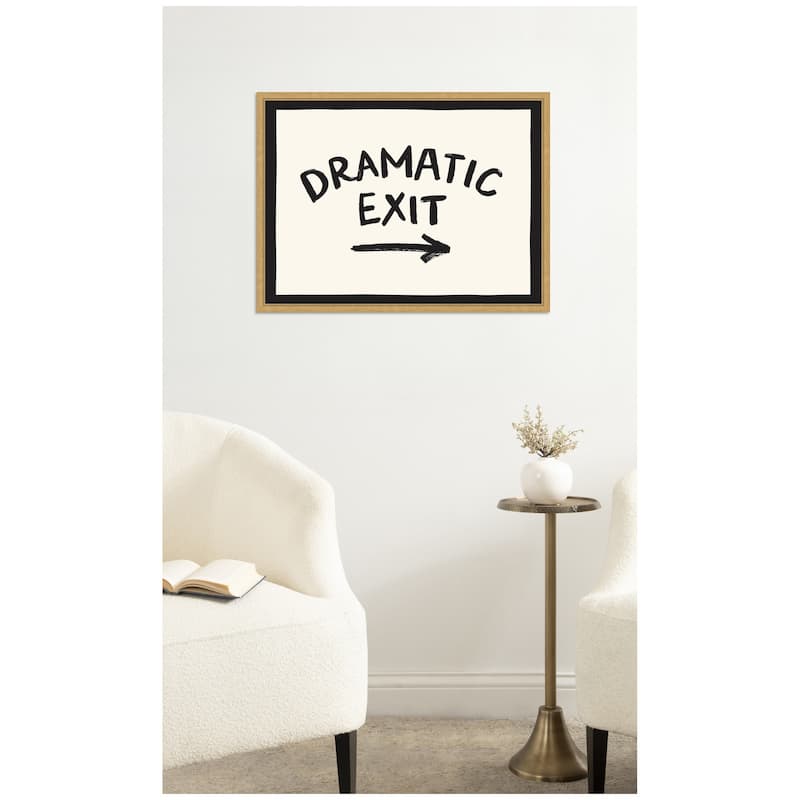 Kate and Laurel Dramatic Exit Entryway Sign by Lucky Guava Framed Canvas Wall Art Print