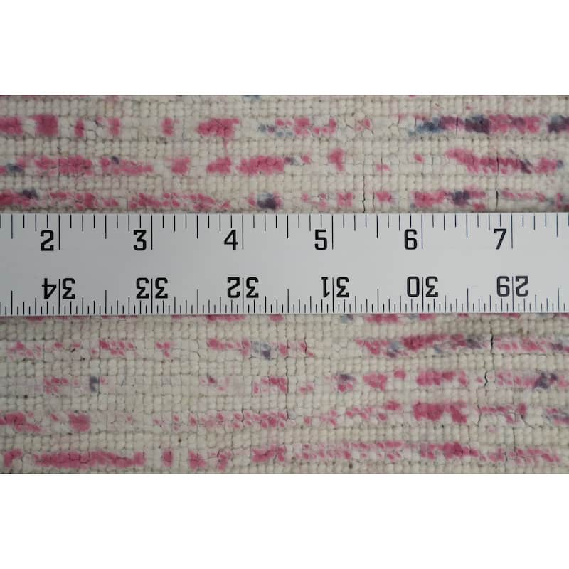 Hand Knotted Oriental Viscose Silk Carpet Modern Abstract Pink Abstract Area Rug - 7' 6'' X 5' 5''
