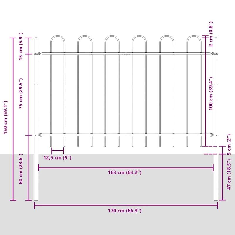 vidaXL Garden Fence Powder-coated steel Gray