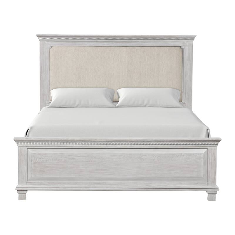 Furniture of America Eleanor Modern Rustic 2-Piece Weathered Grey Wood Panel Bedroom Set with Dentil Molding