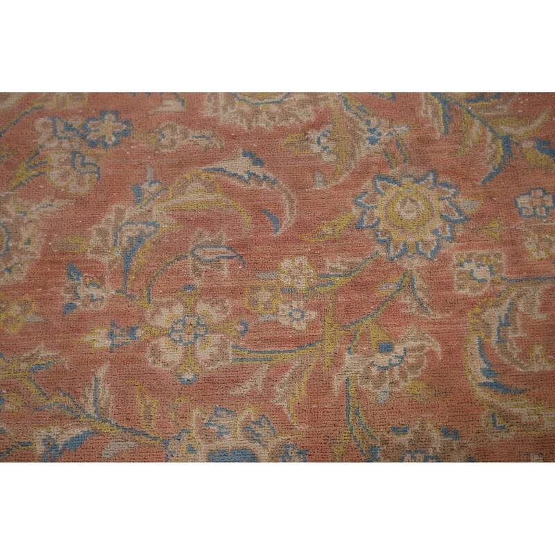 Traditional Kashan Persian Vintage Area Rug Handmade Wool Carpet - 9'8" x 12'9"