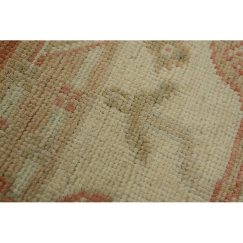 Orange Wool Floral Oushak Vegetable Dye Area Rug, Floral Geometric Carpet - 11' 9'' X 9' 0''