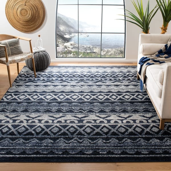 slide 2 of 78, SAFAVIEH Adirondack Mina Moroccan Boho Rug 6' x 9' - Ivory/Navy - Rectangle