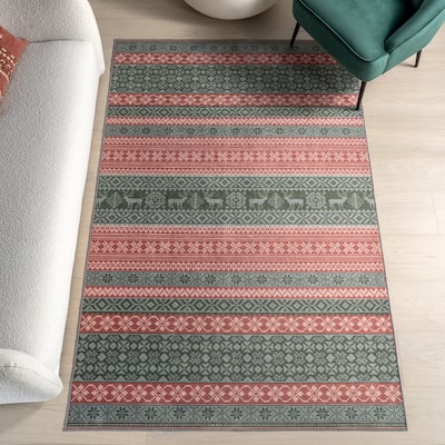 Nuloom Ellasandra SplashGuard Graphic Machine Washable Area Rug