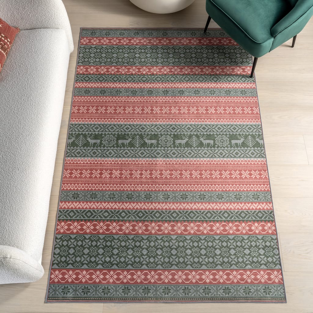 Nuloom Ellasandra SplashGuard Graphic Machine Washable Area Rug