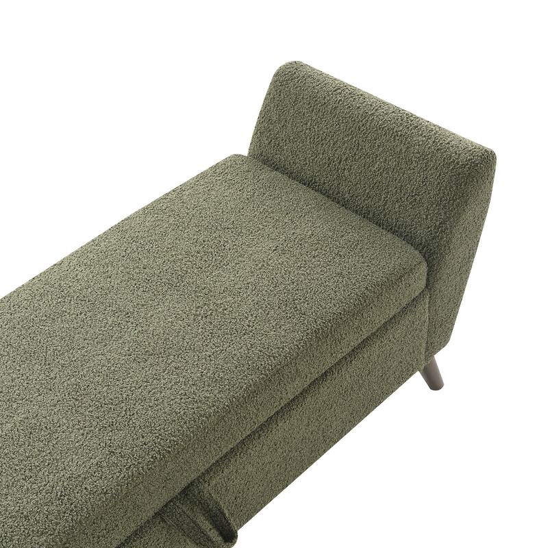 60" Modern Storage Bench with Mid-Century Wood Legs and Padded Seat