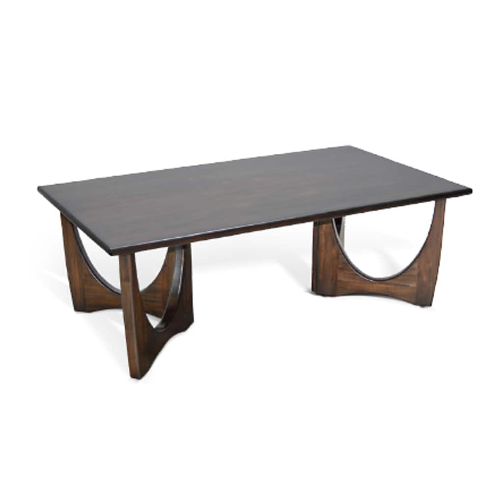 Natra Coffee Table, 52 Inch Rectangular, Sculpted Solid Wood Dark Brown