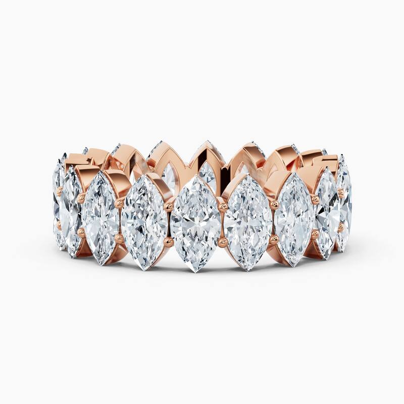 Auriya 14k Gold Marquise North-South Lab Grown Diamond Eternity Band 2.70 - 10.50 ct. tw. (F-G, VS) - 7.20 ct. wt. - 6 - Rose