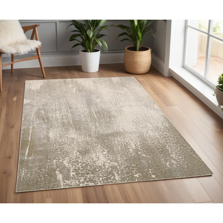 Yafu Abstract Modern Non Skid Woven Area Rug By HomeRoots - 4' x 6'