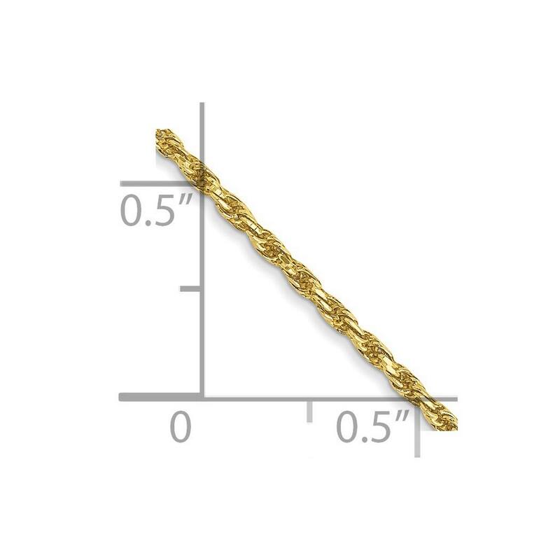 Curata 10k Yellow Gold Mens 1.5mm Solid Diamond-cut Rope Chain Necklace (Lobster) Options: 18 20 22 24 30