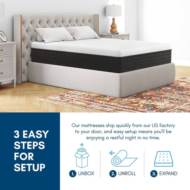 Soraya, 10-inch, Cooling Copper Memory Foam Hybrid Mattress, CertiPUR US and Greenguard Gold Certified