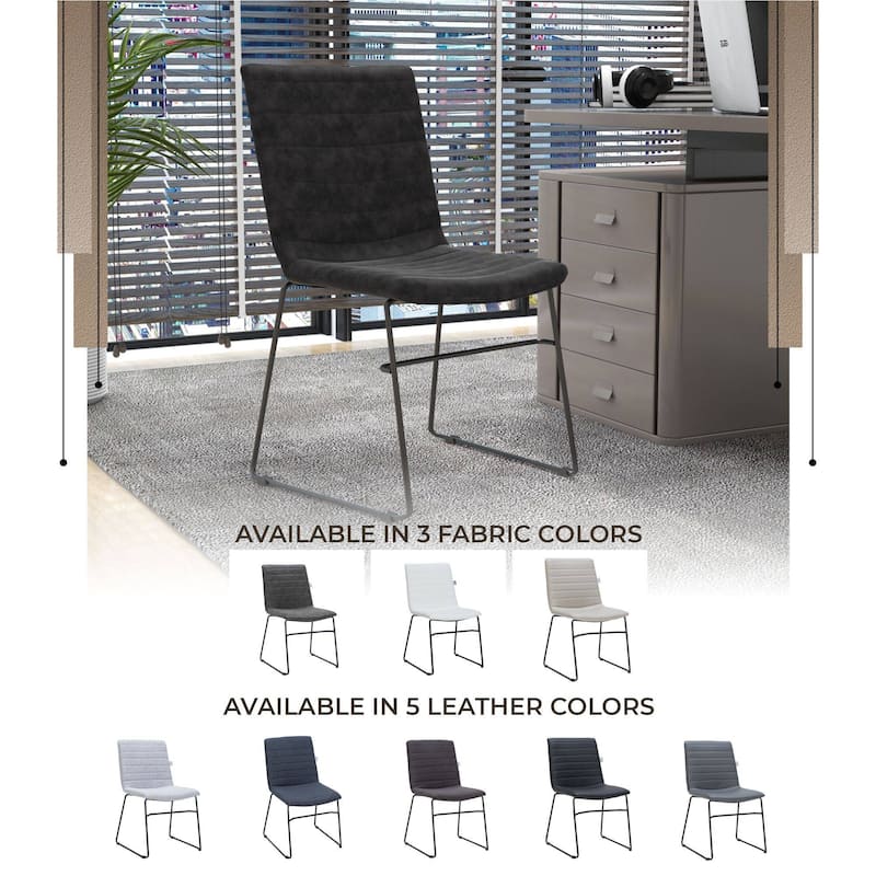 Zylar Modern Leather Guest Chair with Lumbar Support, Stainless Steel Base, High-Density Foam, Floor Protectors, 300 lb Capacity