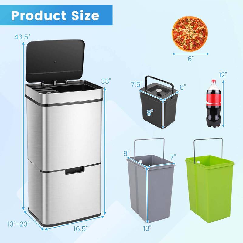 Costway 19 Gal Kitchen Trash Can with Soft Closing Lid & Stay-open