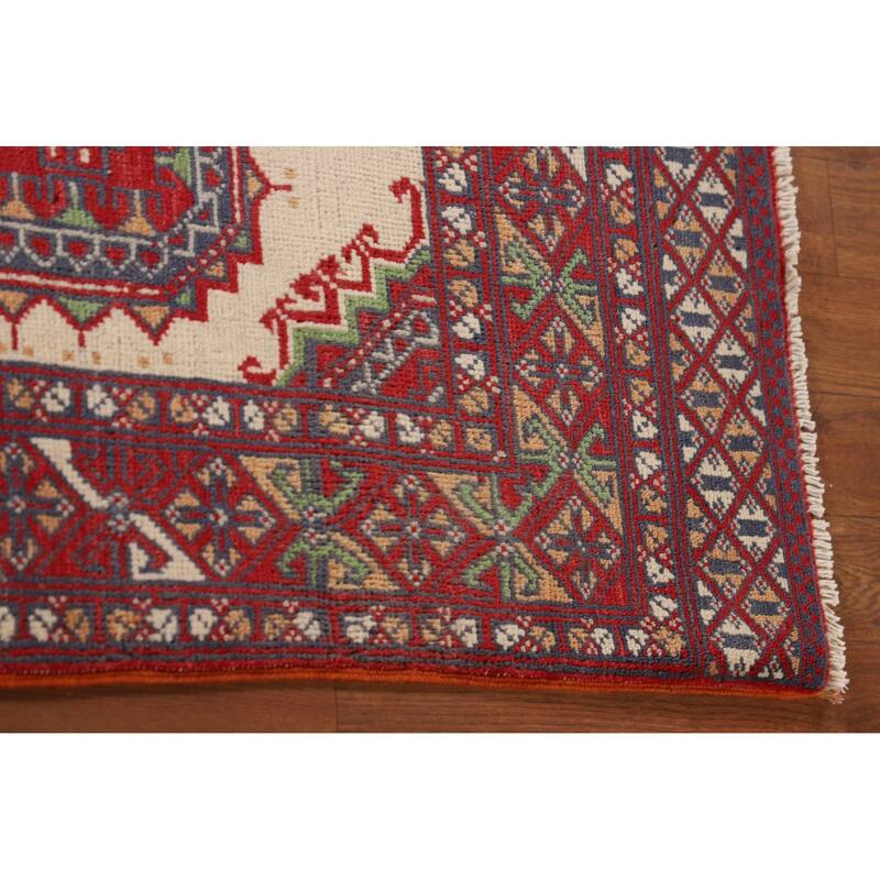Geometric Kazak Oriental Foyer Rug Handmade Wool Carpet - 3'3"x 4'9"