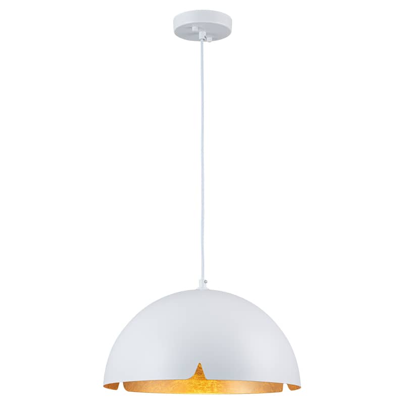 Modern 15" Iron Dome Pendant Light with Gold Foil Interior - Dia.15-in