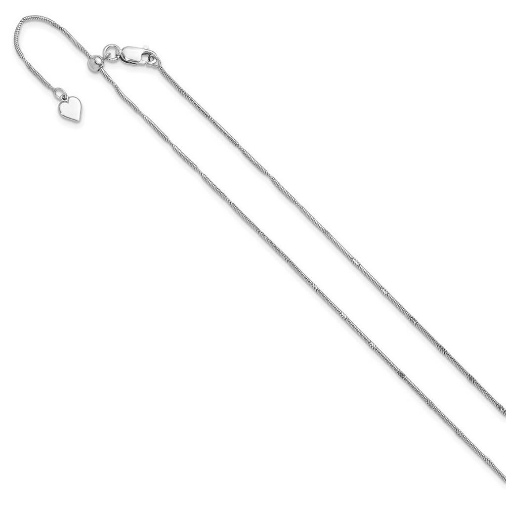 Curata 925 Sterling Silver Rhodium 22" 1.3mm Diamond Cut Adjustable Snake Chain Necklace