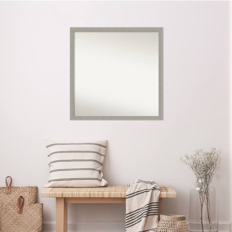 Woodgrain Stripe Non-Beveled Wood Framed Wall Mirror