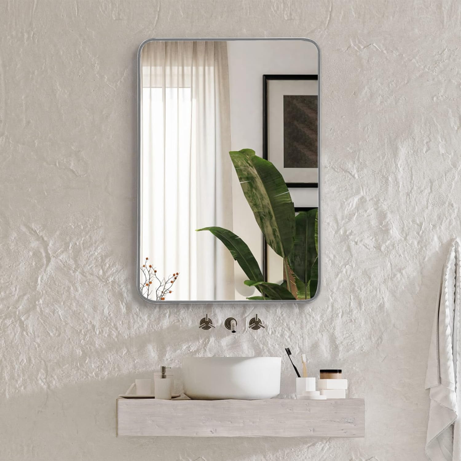 22x30 Inch Metal Framed Rectangular Bathrrom Mirror For Wall