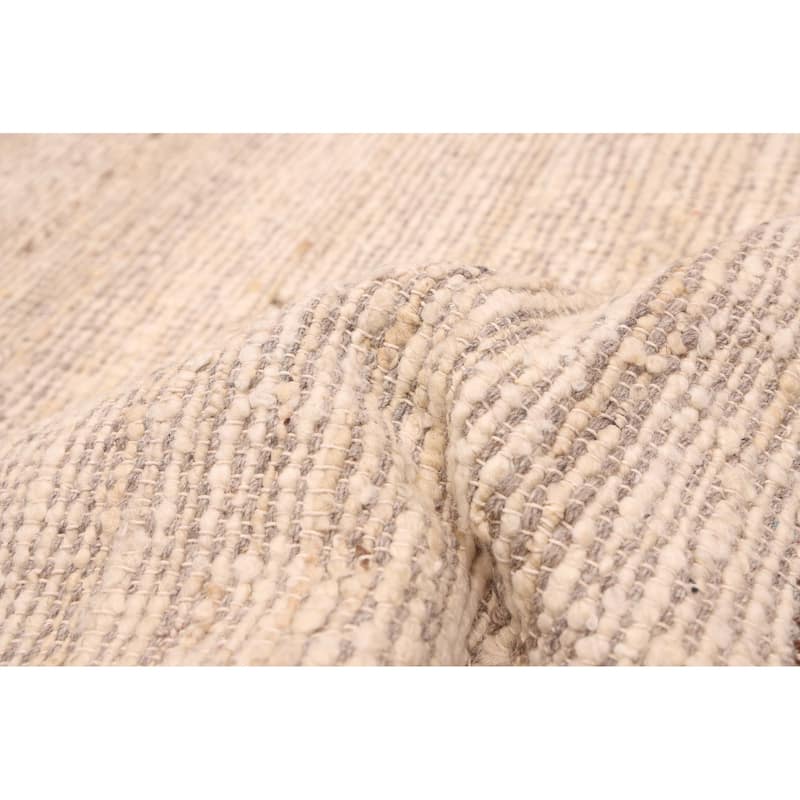 ECARPETGALLERY Braid weave Sienna Cream, Taupe Wool Kilim - 8'5 x 10'0