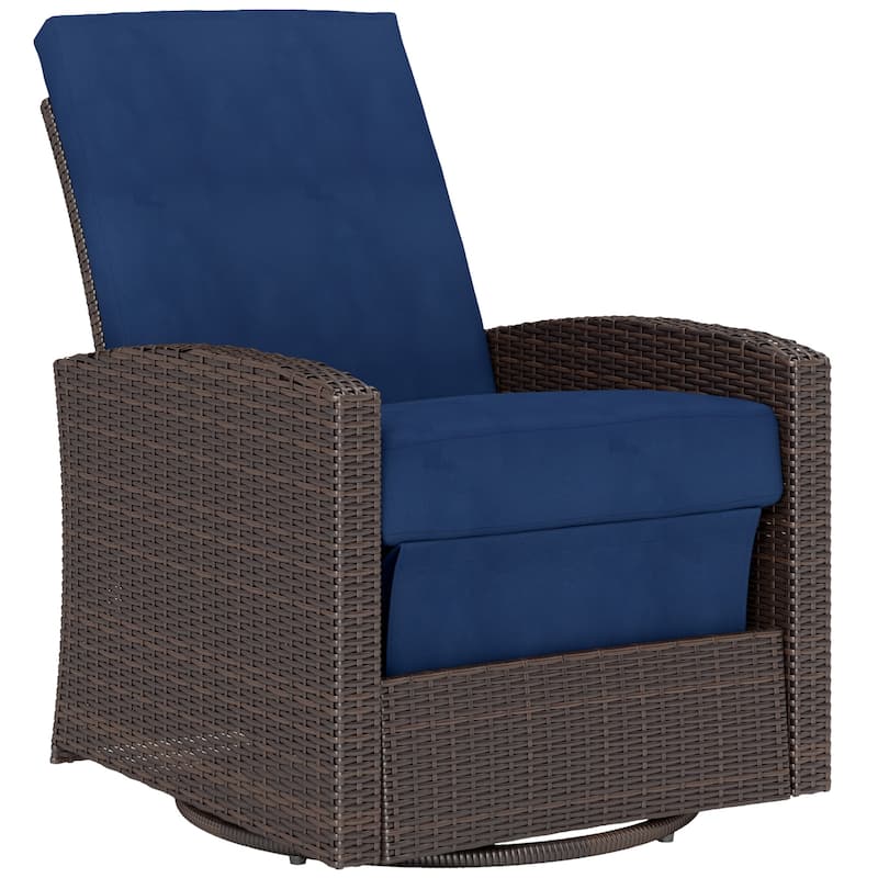 Outsunny Outdoor Wicker Swivel Recliner Chair, Reclining Backrest, Lifting Footrest, 360° Rotating, Water Resistant Cushions