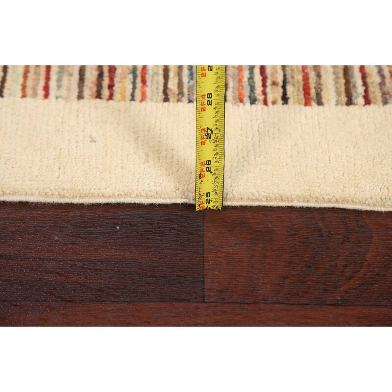 Gabbeh Kashkoli Wool Contemporary Striped Area Rug Hand-knotted Carpet - 2'6" x 4'1"