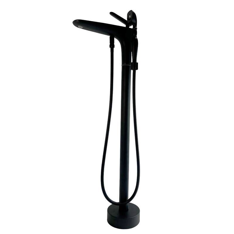Pluto Triangle Head Tub Filler Faucet with Hand Shower - Breeze Handle - Matte Black