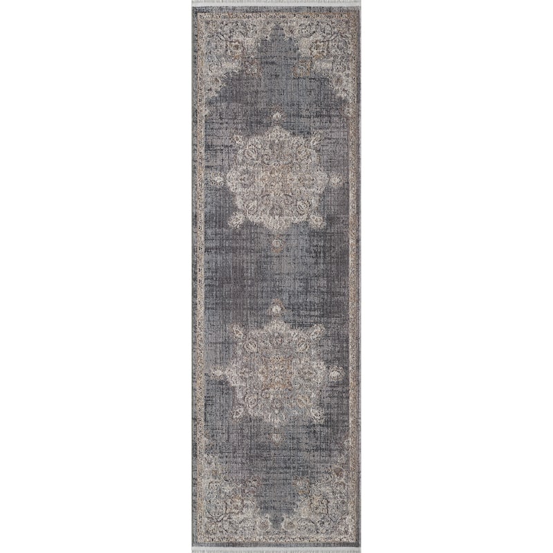 Domani Greige Vintage Medallion Area Rug - 2'7" x 8' Runner