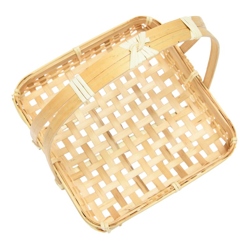 Hand-Woven Bamboo Stand with Removable Tray, Set of 2