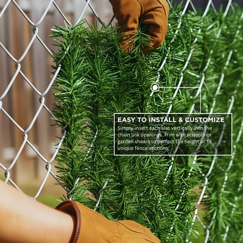 Premium PVC Conifer Hedge Slats for Chain Link Fence 6 ft (82 Pack)