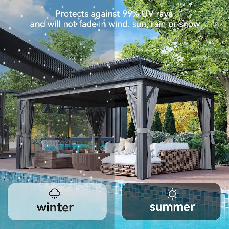Hardtop Gazebo with Double Galvanized Steel Roof