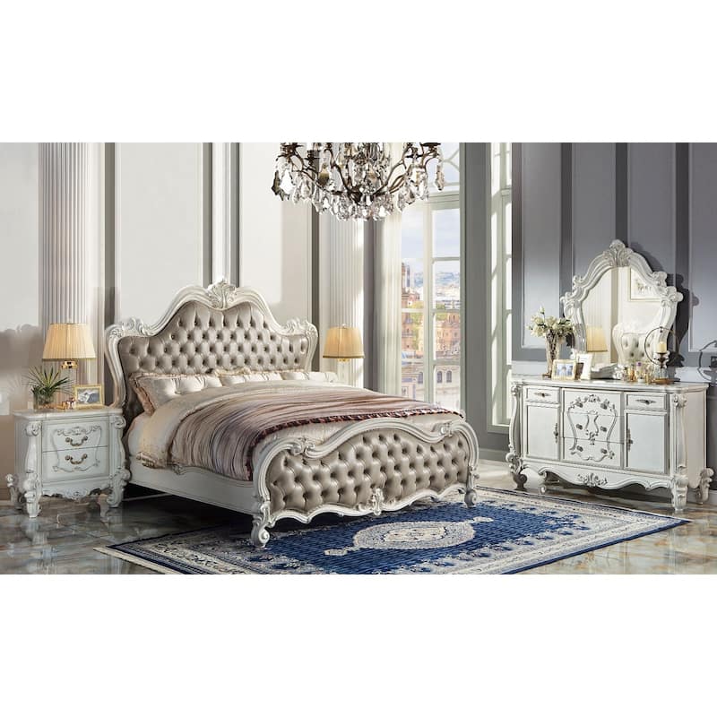 Queen Size Bed Frame - Modern Bedroom Furniture - Upholstered Platform Bed - Gray Finish