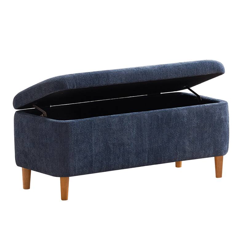 39in Soft Chenille Fabric Storage Ottoman Bench for Bedroom / Entryway Bed Foot / Living Room，Upholstered Entryway Bench