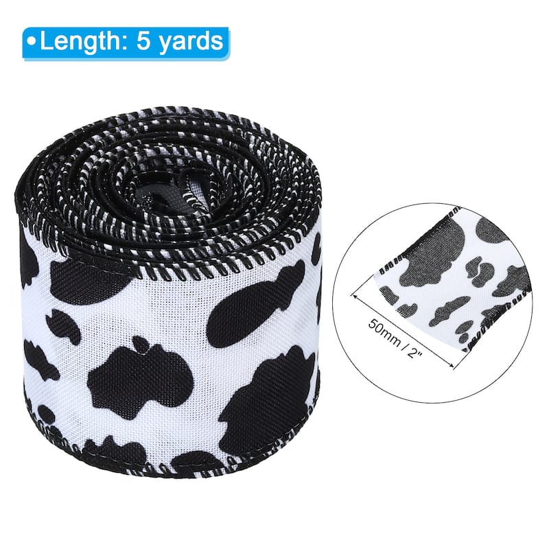 Ribbon for Gift Wrapping, 1pcs Cow Print Ribbons - 5 Yards x 50mm