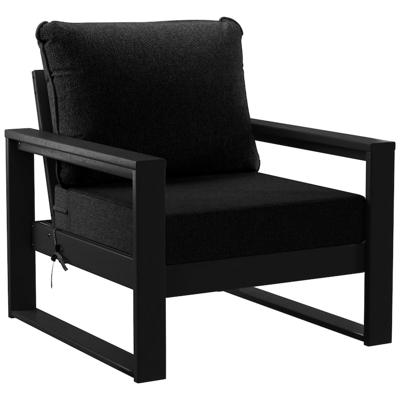 Polytrends Endless Patio Deep Seating Club Chair with Black Frame - Black/Black