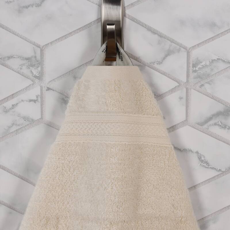 Superior Chevron Zero Twist Solid and Jacquard Cotton Hand Towel Set of 6