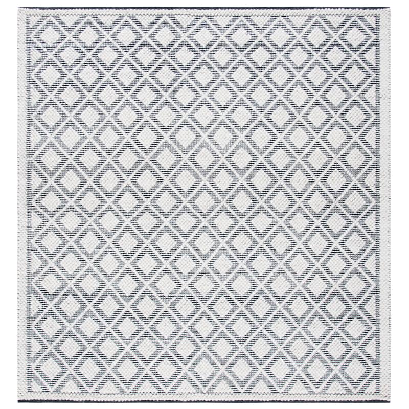 SAFAVIEH Handmade Natura Dzuvita Wool Rug - 6' Square - Ivory/Black