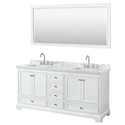 Deborah 72-inch Double Vanity, Square Sinks, 70-inch Mirror