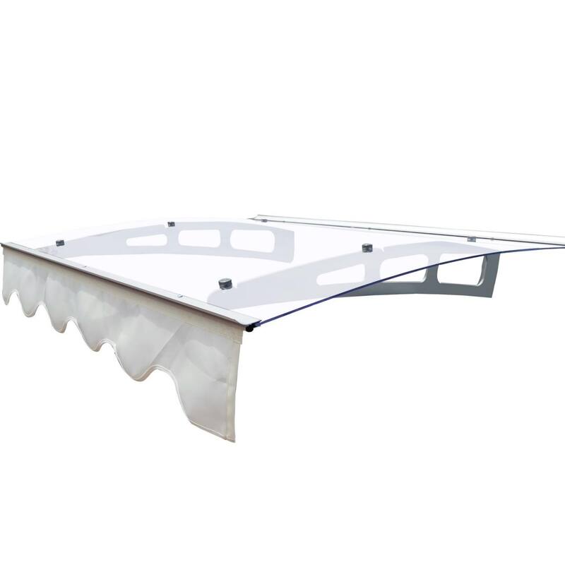 Wall-mounted window and door awnings for masonry and concrete walls - Silver, Clear