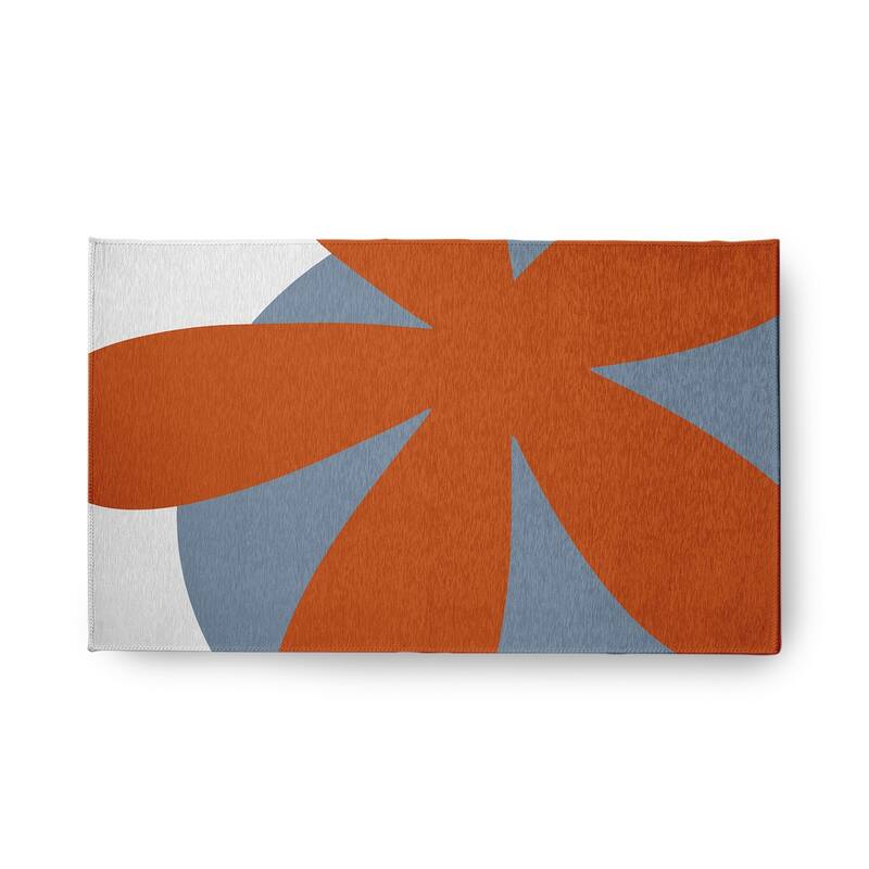 Bold Flower Modern & Contemporary Chenille Area Rug - Perfect Orange - 18" x 30"