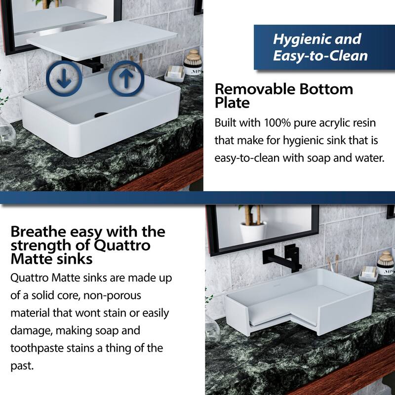 Karran USA QM177 Quattro 21-1/4" Rectangular Acrylic Vessel Bathroom