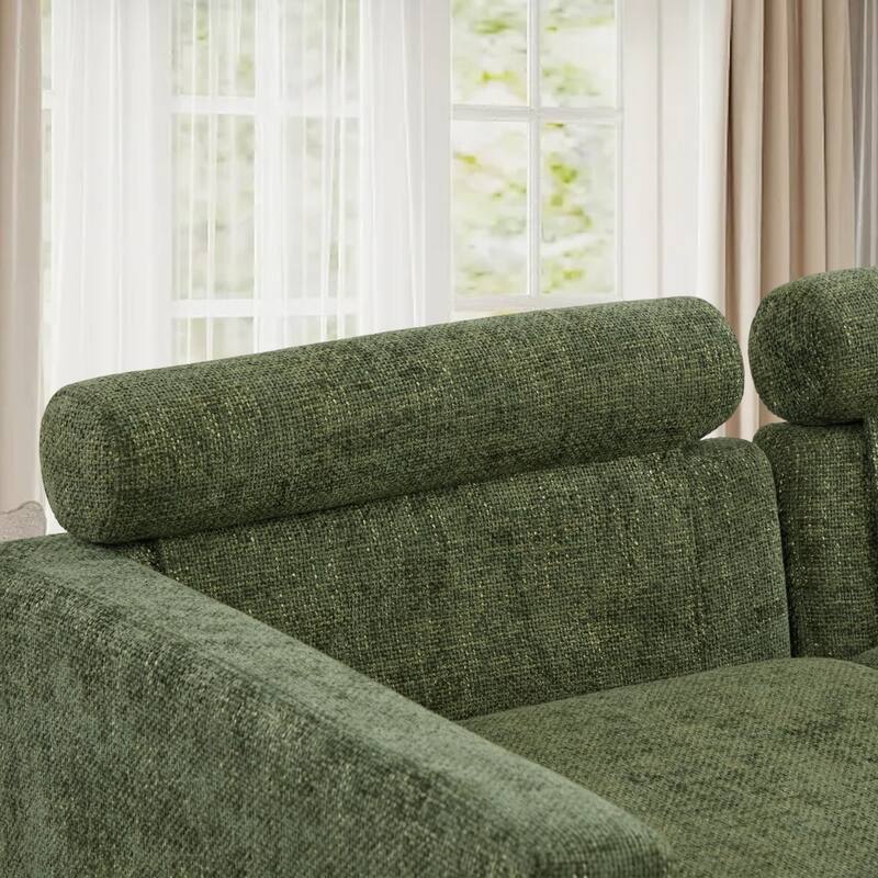 63.4"W Chenille Combination Sofa,Sofa Bed with Cushions & Metal Legs