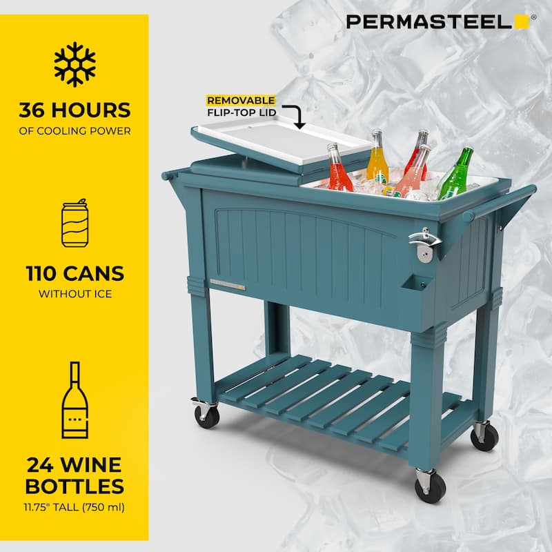 Permasteel 80-Qt Antique Furniture Style Rolling Patio Cooler