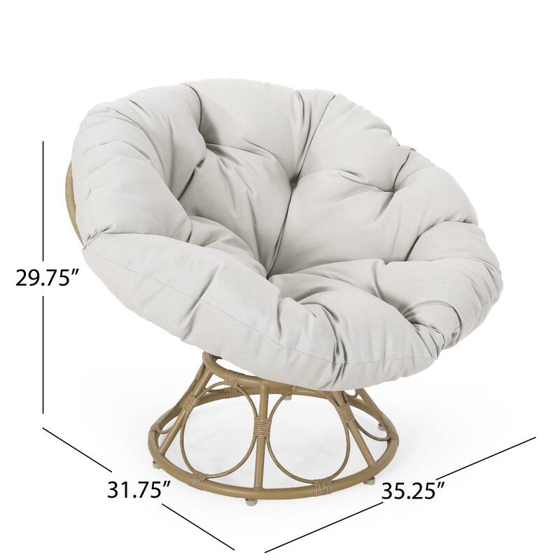 Outdoor Patio Wicker Swivel Papasan Chairs with Tufted Cushion