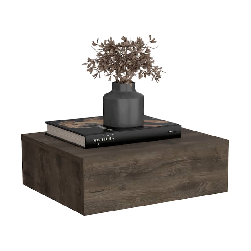 Floating Nightstand 5"H,Modern Wall-Mounted Bedside Shelf with Drawer,Wooden Top Fabric Cabinet Kids Night for Bedroom