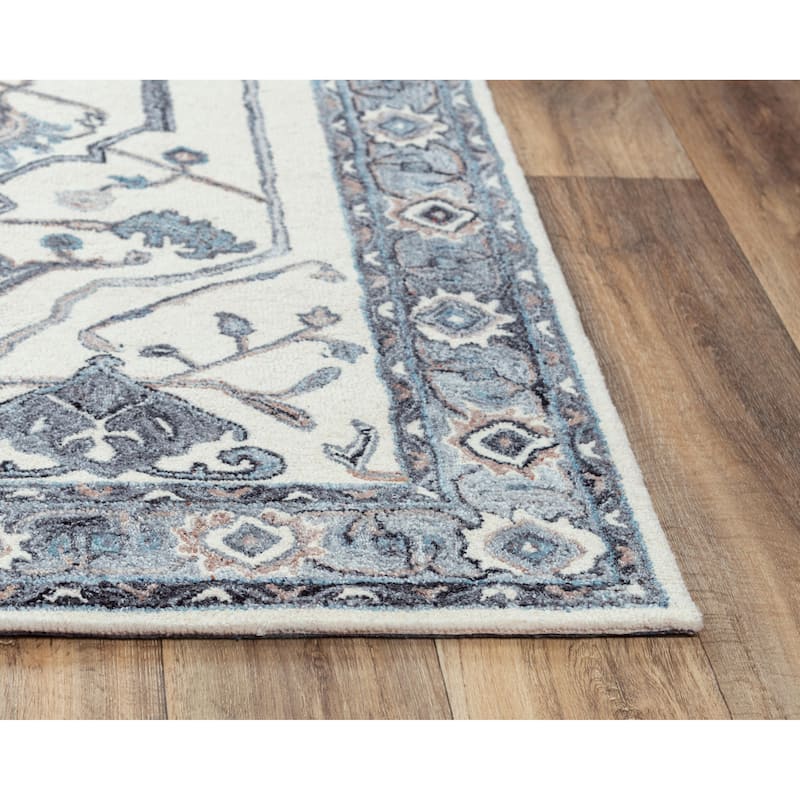 Alora Decor Spirit Beige and Grey Medallion Hand-tufted Wool Blend Rug