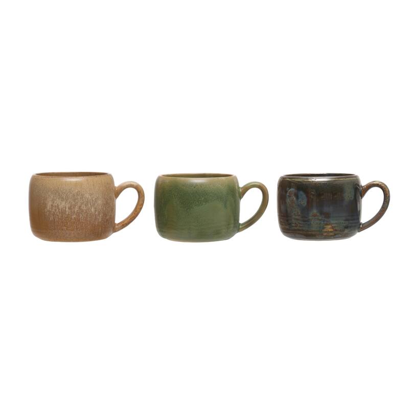 Stoneware Mug with Rustic Finish - 5.5"L x 4.1"W x 3.1"H - 3 Piece - 5.5"L x 4.1"W x 3.1"H - Multi