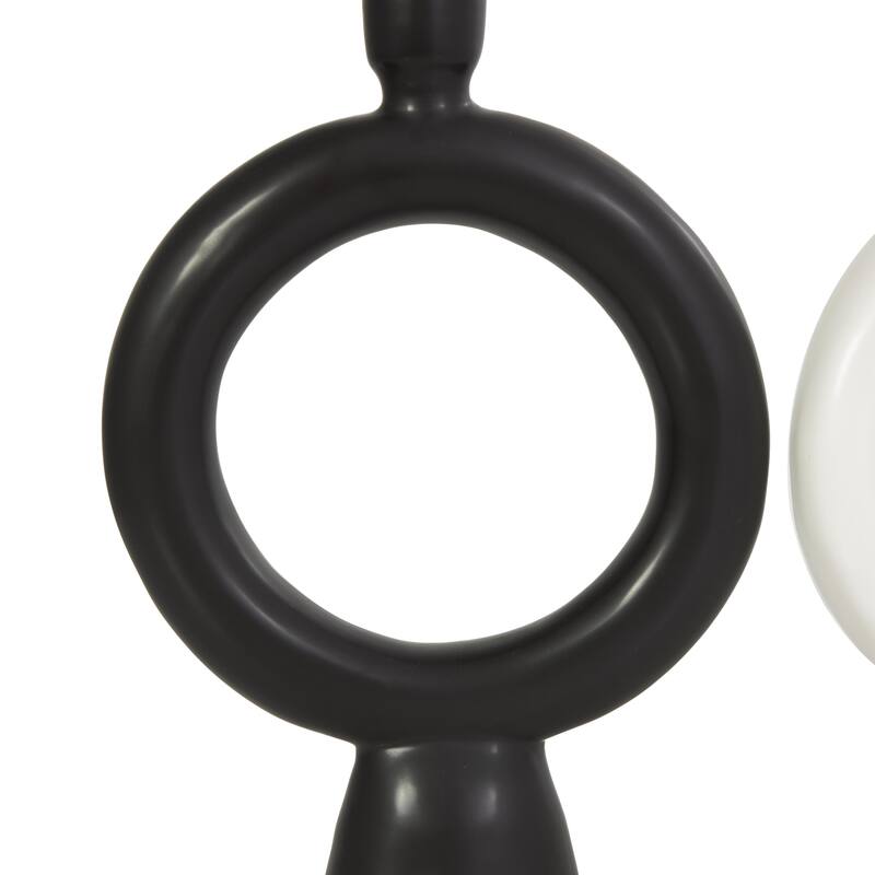 Ceramic Geometric Ring Candle Holder - Set of 2 Black - CosmoLiving by Cosmopolitan