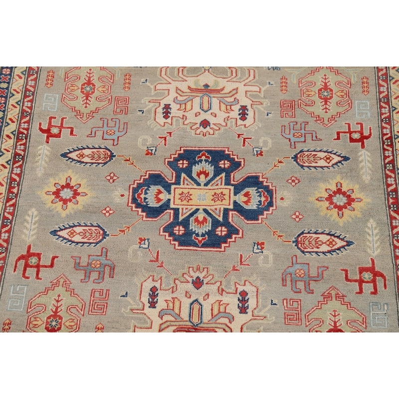 Geometric Kazak Area Rug Handmade Oriental Wool Carpet - 6'7" x 9'9"
