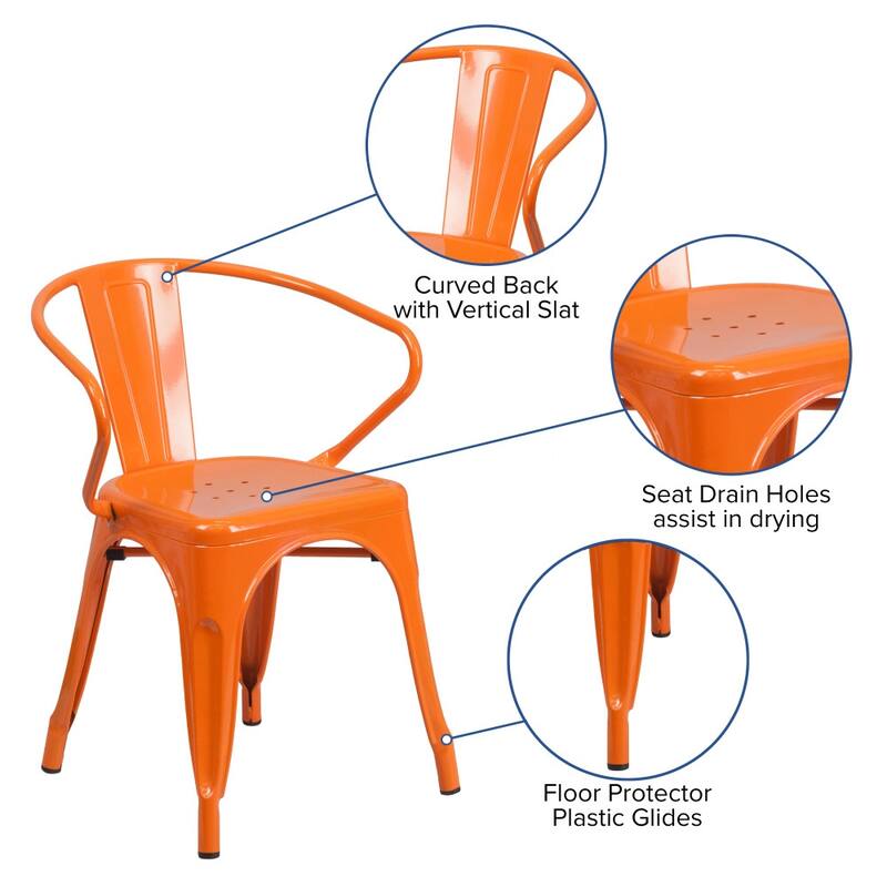 4 Pack Metal Indoor-Outdoor Chair with Arms