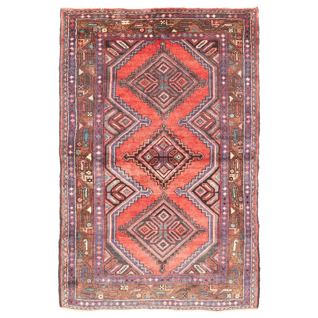 ECARPETGALLERY Hand-knotted Andelz Red Wool Rug - 3'7 x 5'5